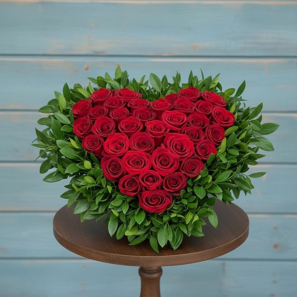 Цветочная композиция из Розы в виде сердца во Всеволожске