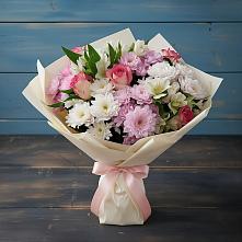 Букет цветов из:  Хризантемы, Альстромерии и Розы во Всеволожске