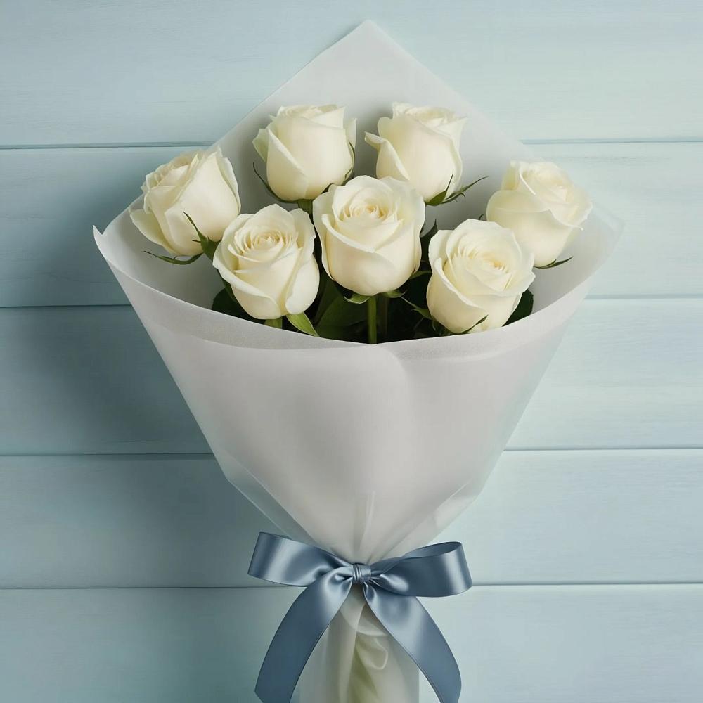Букет 7 Белых роз Эдлесс Лав во Всеволожске